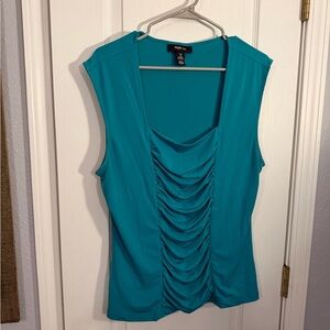 Style & Co Turquoise Sleeveless Gathered Blouse
